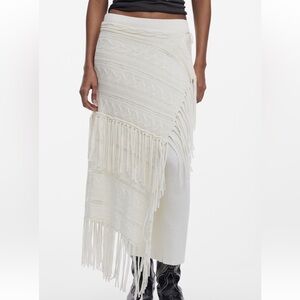 NWT Desigual Knit Fringe Skirt
